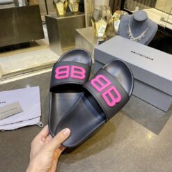 Alternative view of Balenciaga Slides - Black / Pink