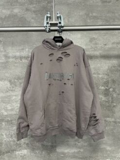 Balenciaga Ripped Hoodie - Gray